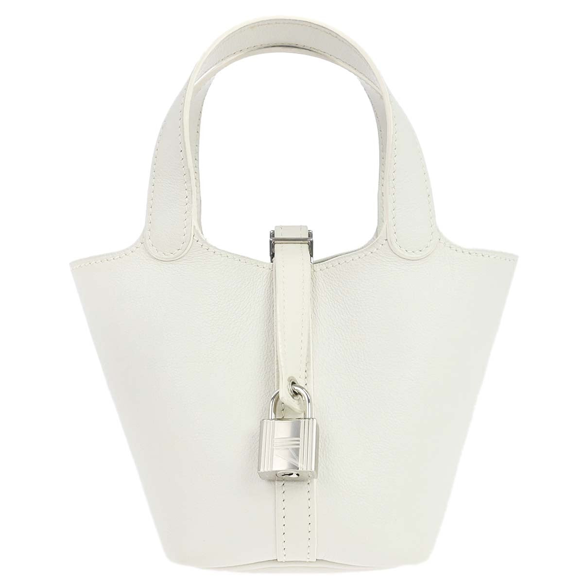 Hermes White Swift Picotin Lock Micro Handbag