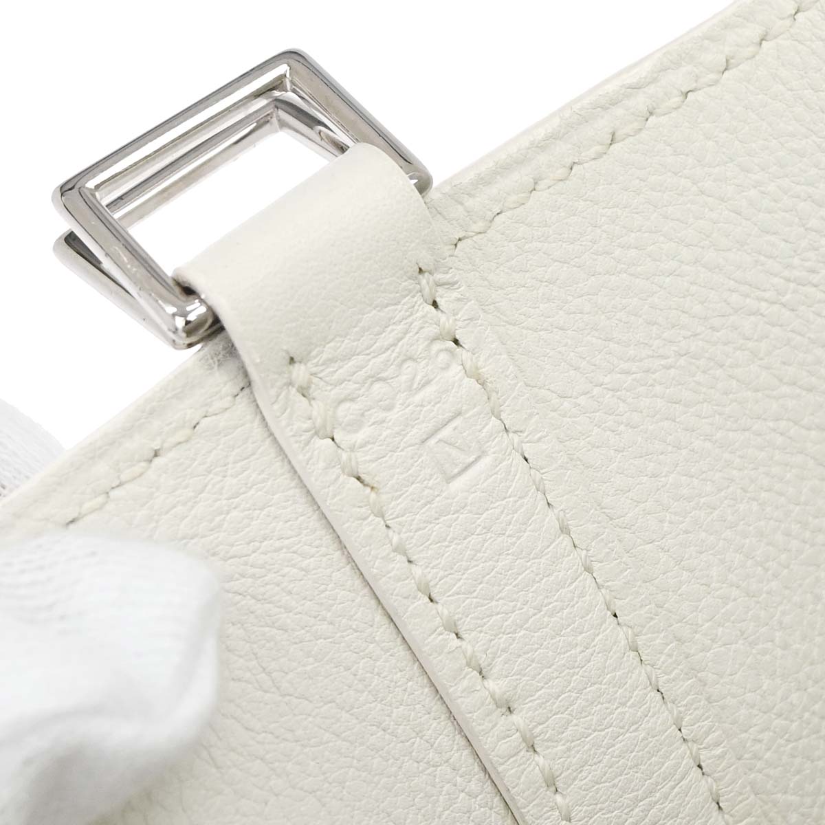 Hermes White Swift Picotin Lock Micro Handbag