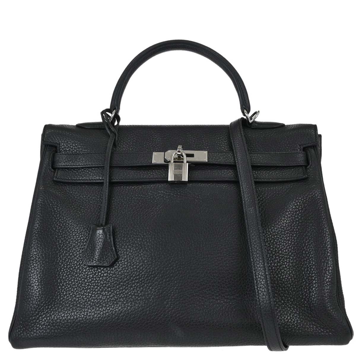 Hermes 2010 Black Taurillon Clemence Kelly 35 Retourne 2way Shoulder Handbag