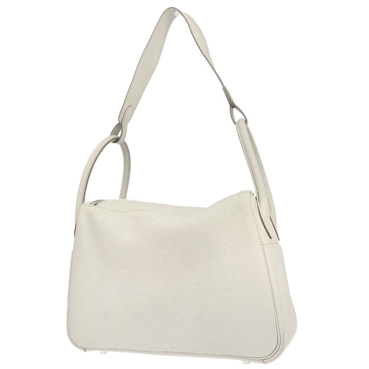 Hermes Vanilla Taurillon Clemence Lindy 30 Shoulder Bag