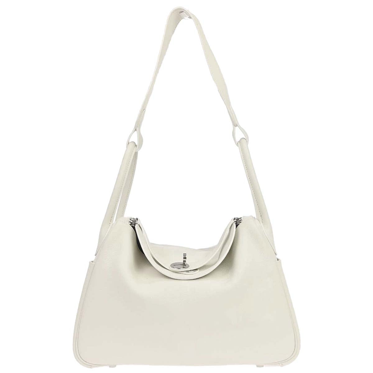 Hermes White Evercolor Lindy 30 Shoulder Bag