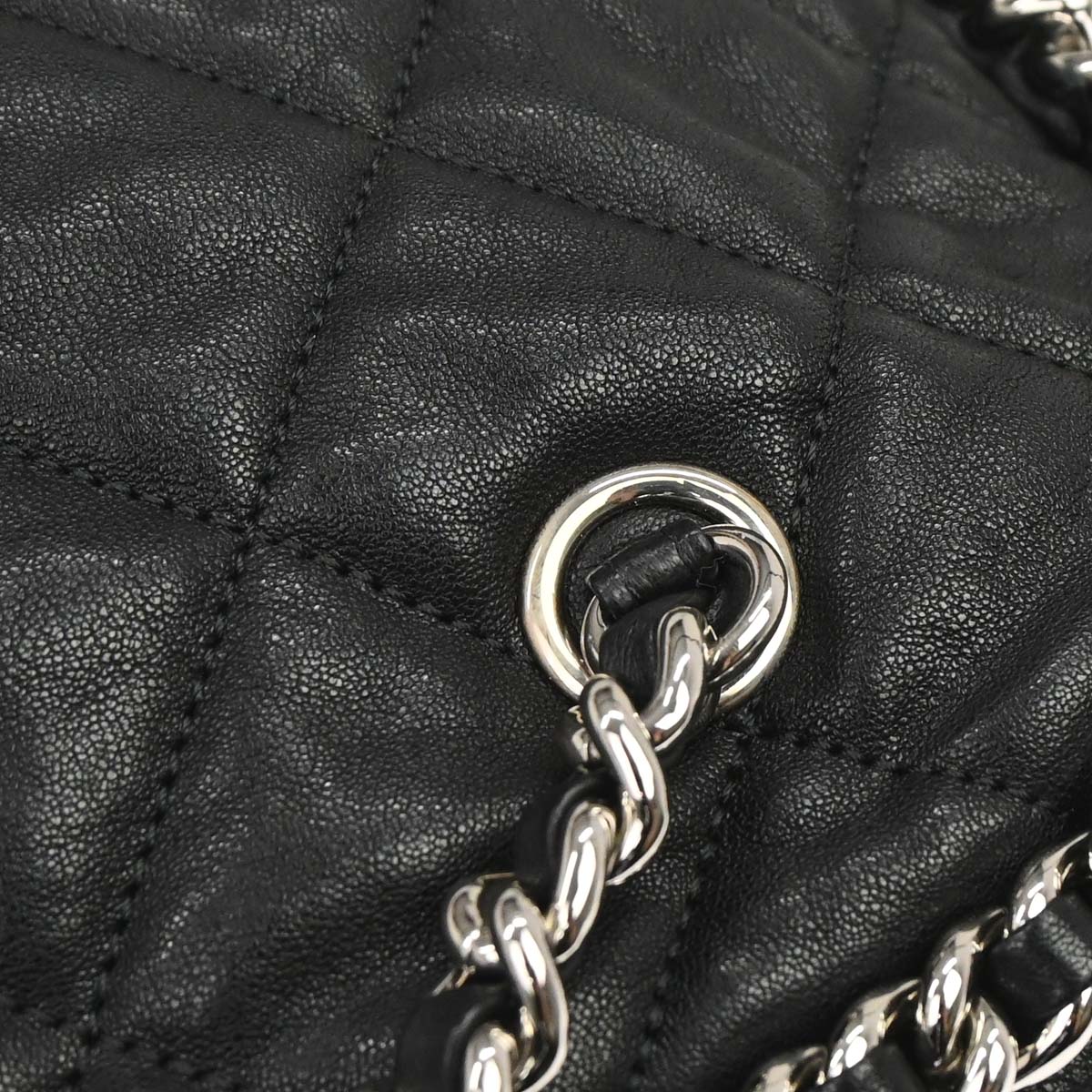 Chanel 2011 Black Calfskin Chain Around Bowler Bag Handbag