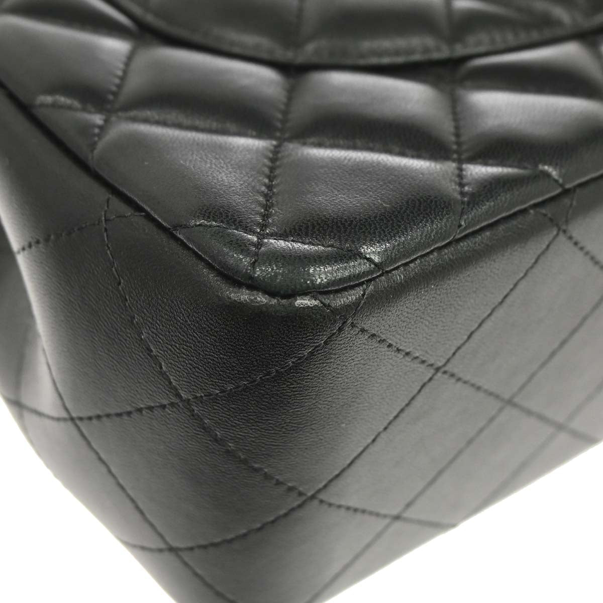 Chanel 2012 Black Lambskin Jumbo Classic Double Flap Shoulder Bag