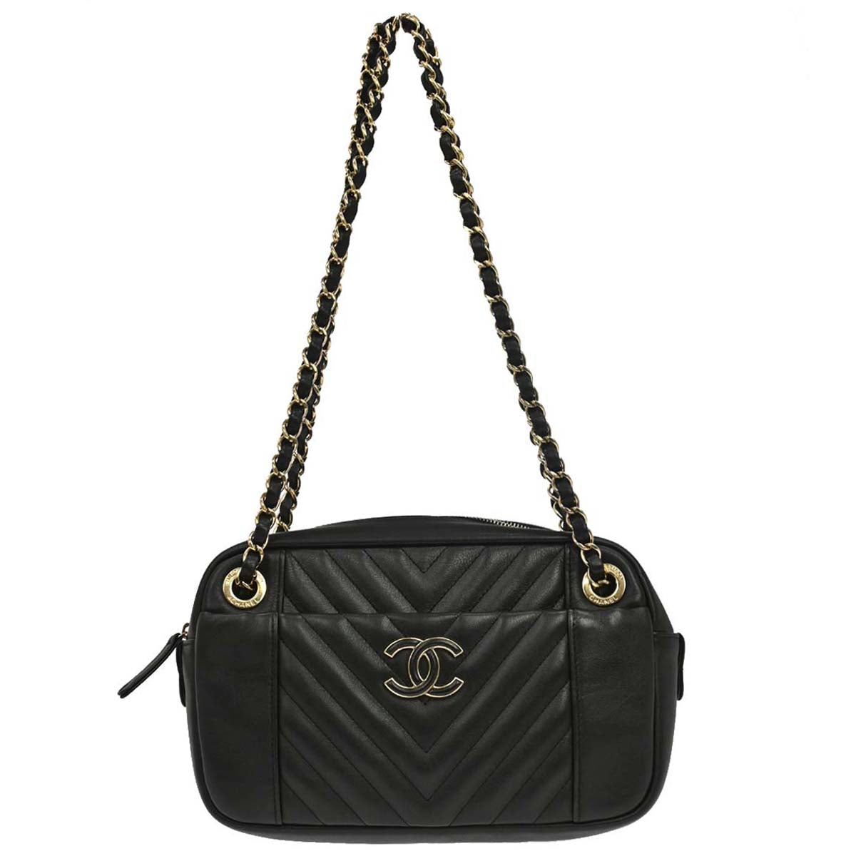 Chanel 2019 Black Calfskin Daily Chevron Camera Bag