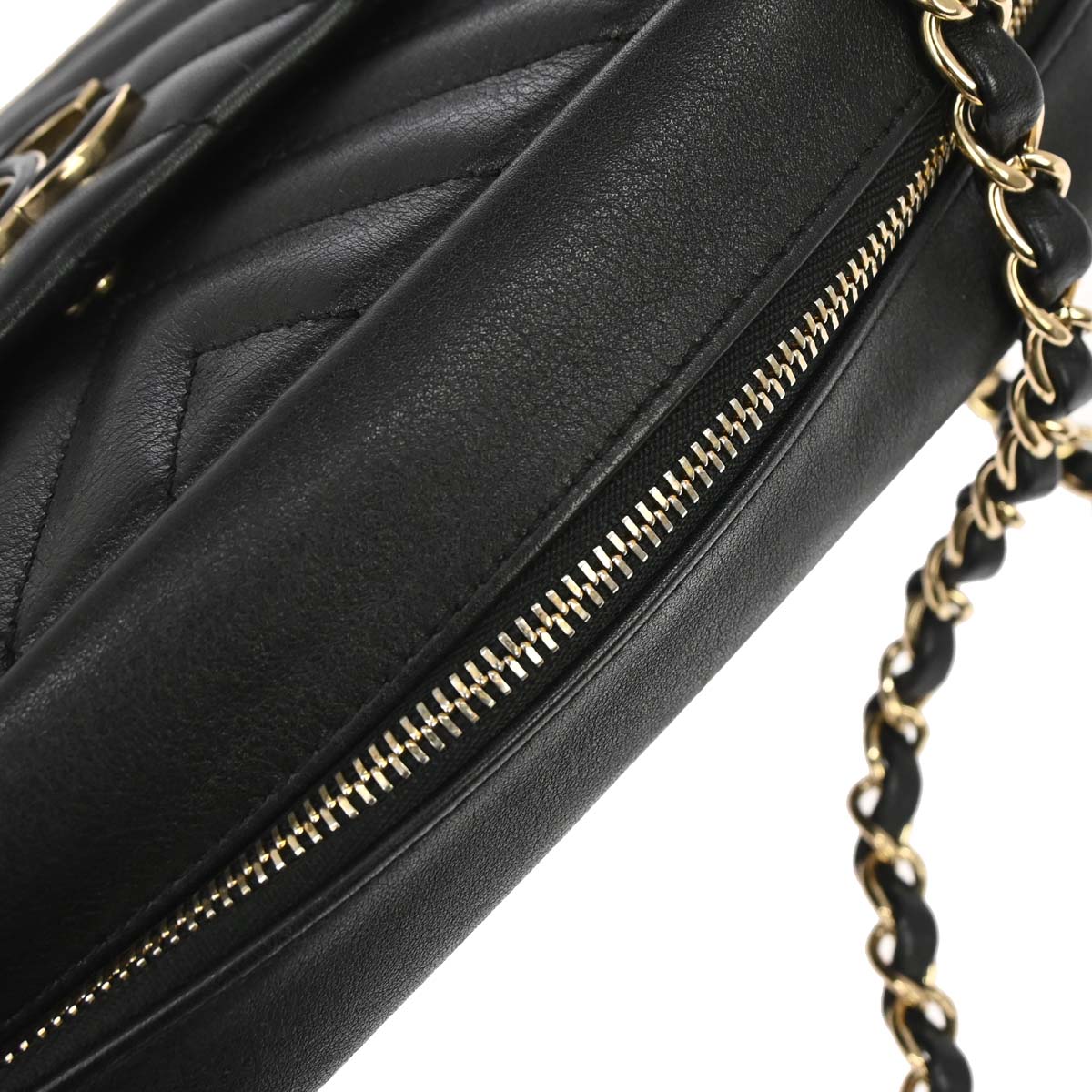 Chanel 2019 Black Calfskin Daily Chevron Camera Bag