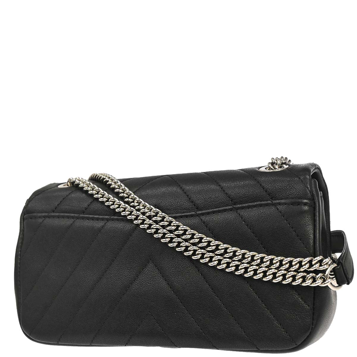 Chanel 2017-2018 Black Calfskin Chevron Shoulder Bag