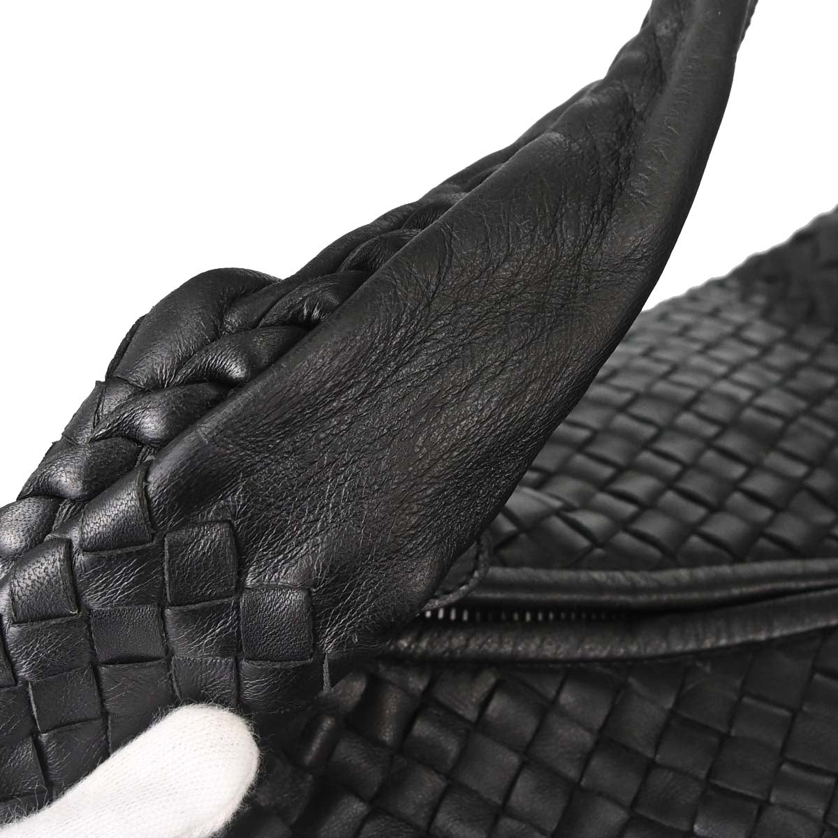 Bottega Veneta Black Lambskin Intrecciato Hobo Handbag