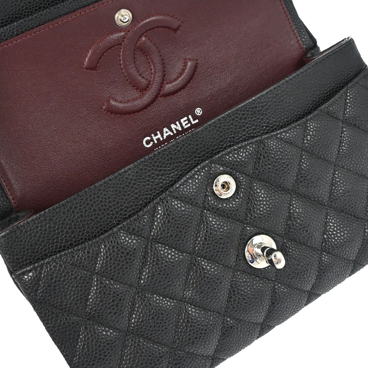 Chanel 2019 Black Caviar Skin Small Classic Double Flap Shoulder Bag
