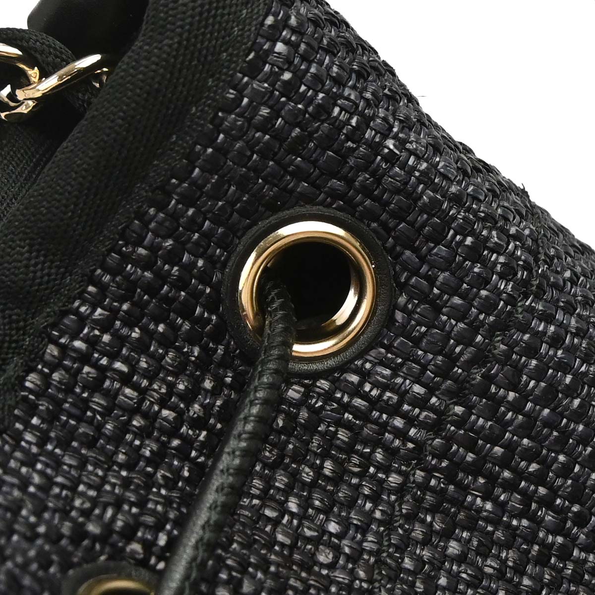 Chanel 2019 Black Straw Deauville Bucket Shoulder Bag