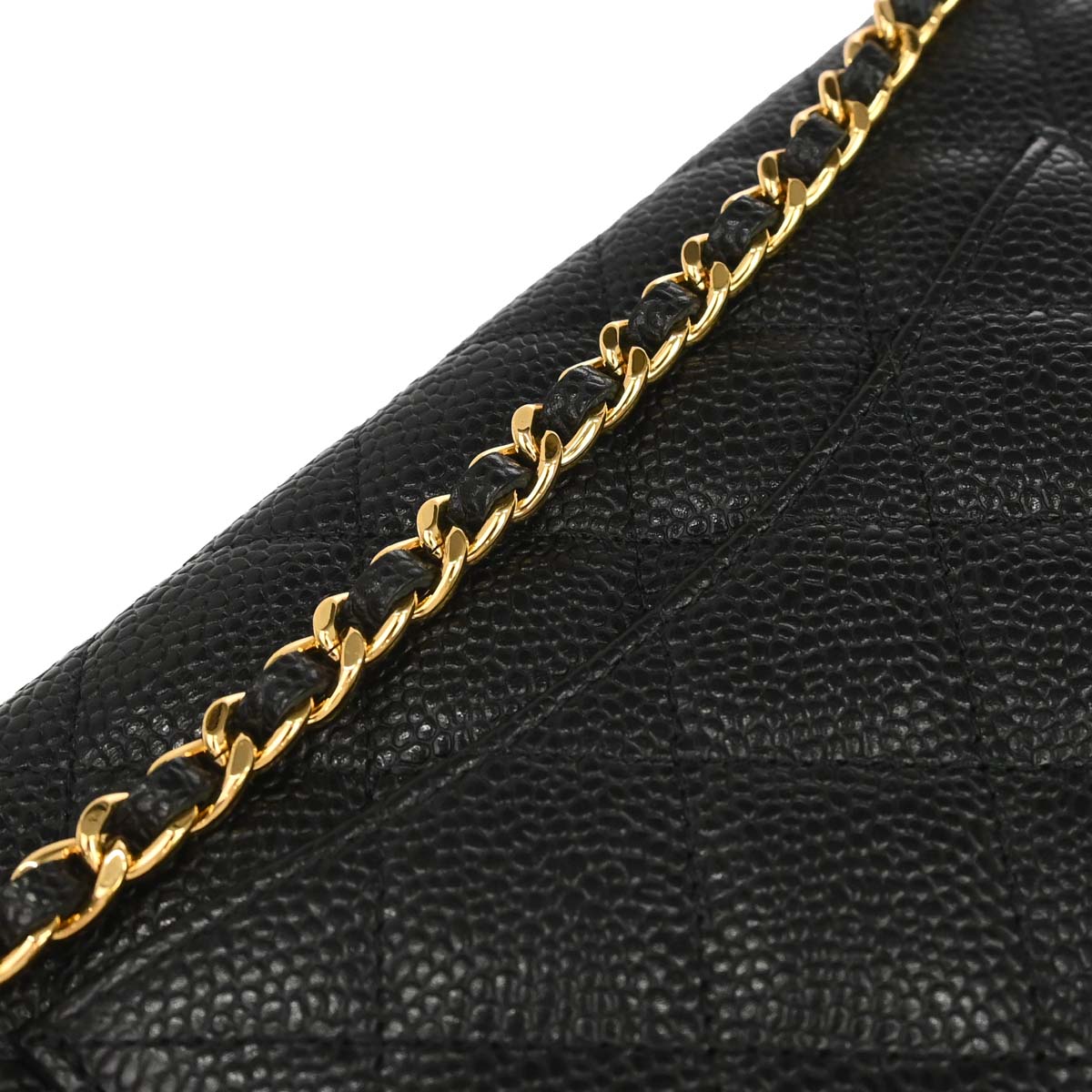 Chanel 2016-2017 Black Caviar Skin Classic WOC Wallet on Chain Shoulder Bag