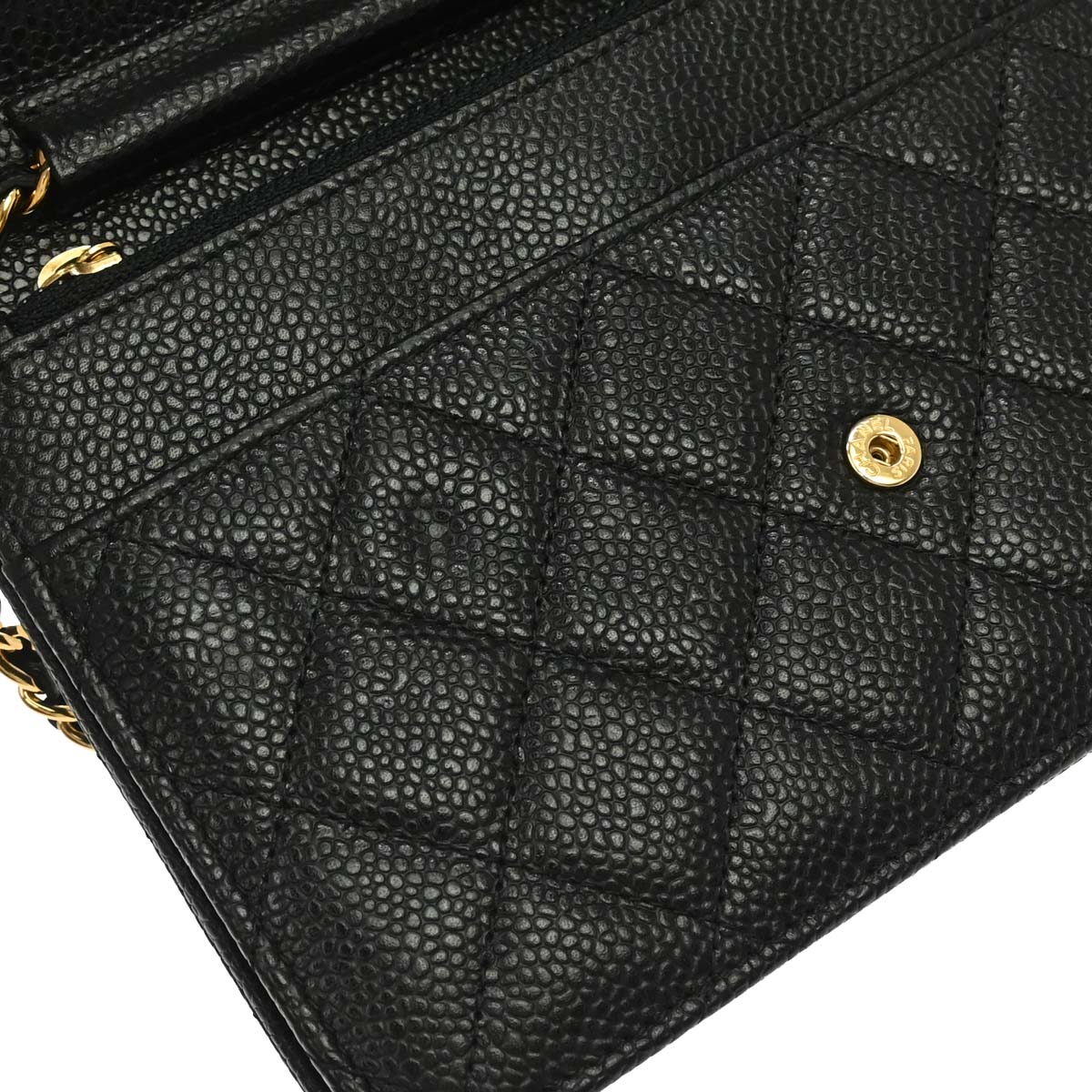 Chanel 2016-2017 Black Caviar Skin Classic WOC Wallet on Chain Shoulder Bag