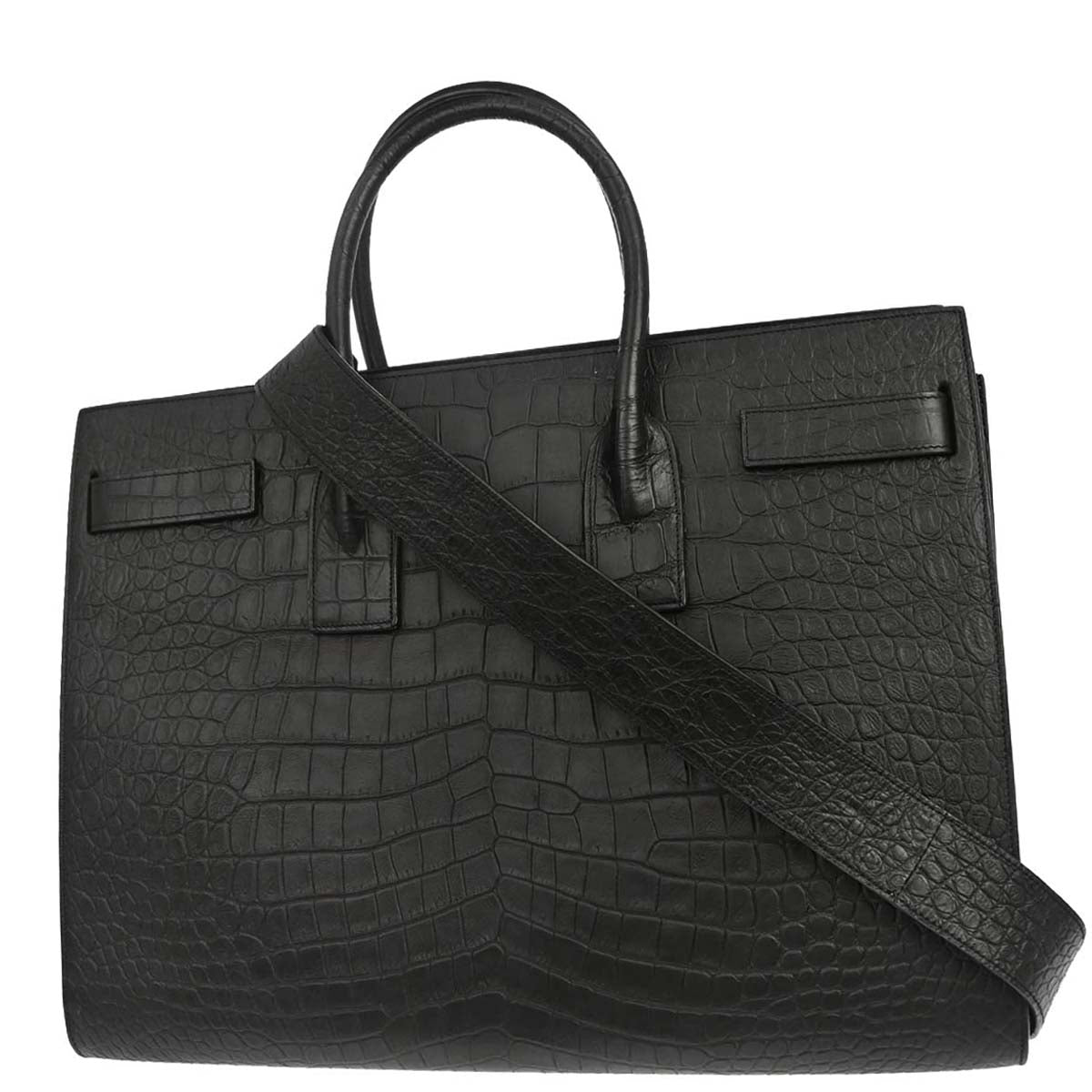 Saint Laurent Black Leather Sac de Jour 2way Shoulder Tote Handbag
