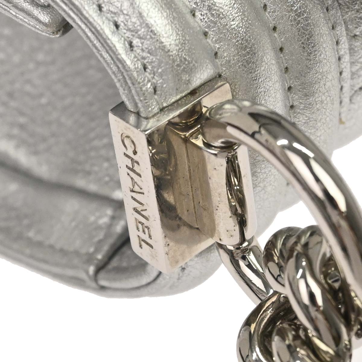 Boy Chanel Silver Lambskin Camellia Applique Small Chain Shoulder Bag