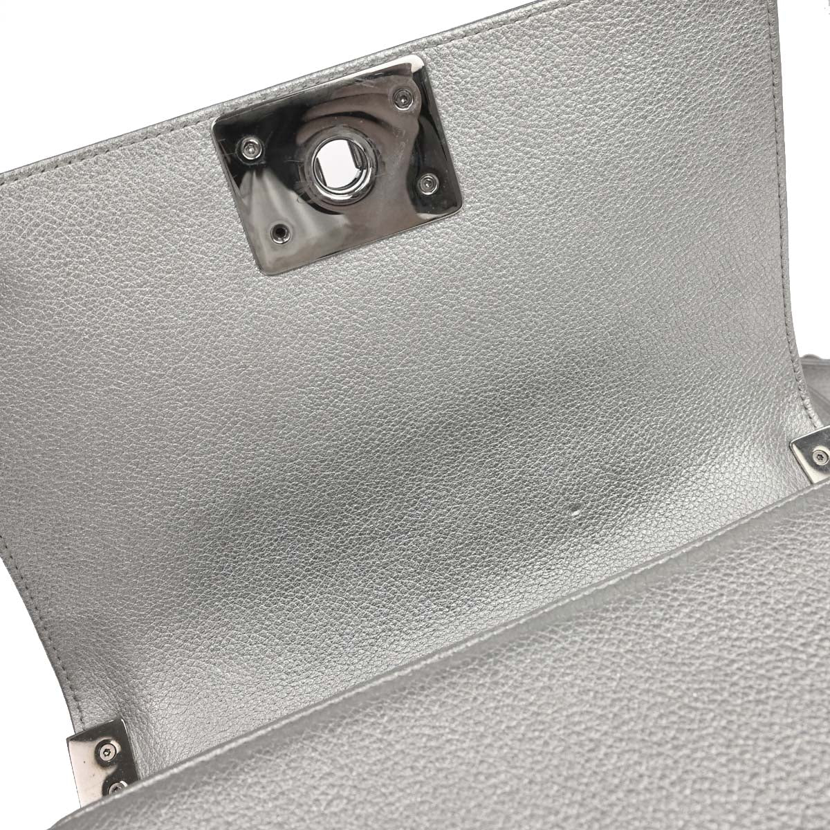 Boy Chanel Silver Lambskin Camellia Applique Small Chain Shoulder Bag