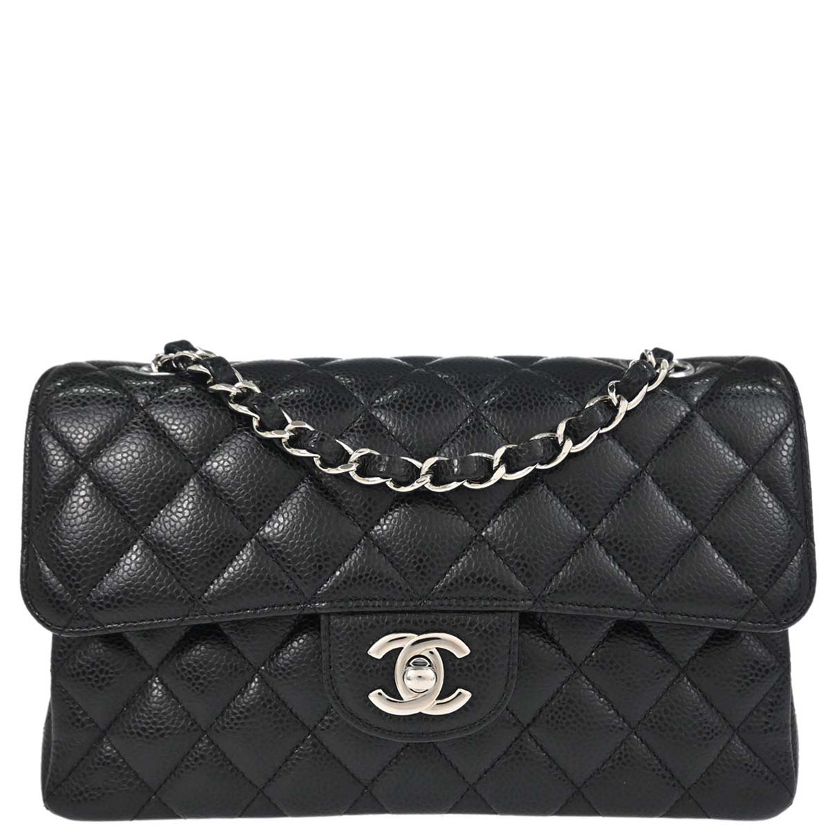 Chanel Black Caviar Skin Small Classic Double Flap Shoulder Bag