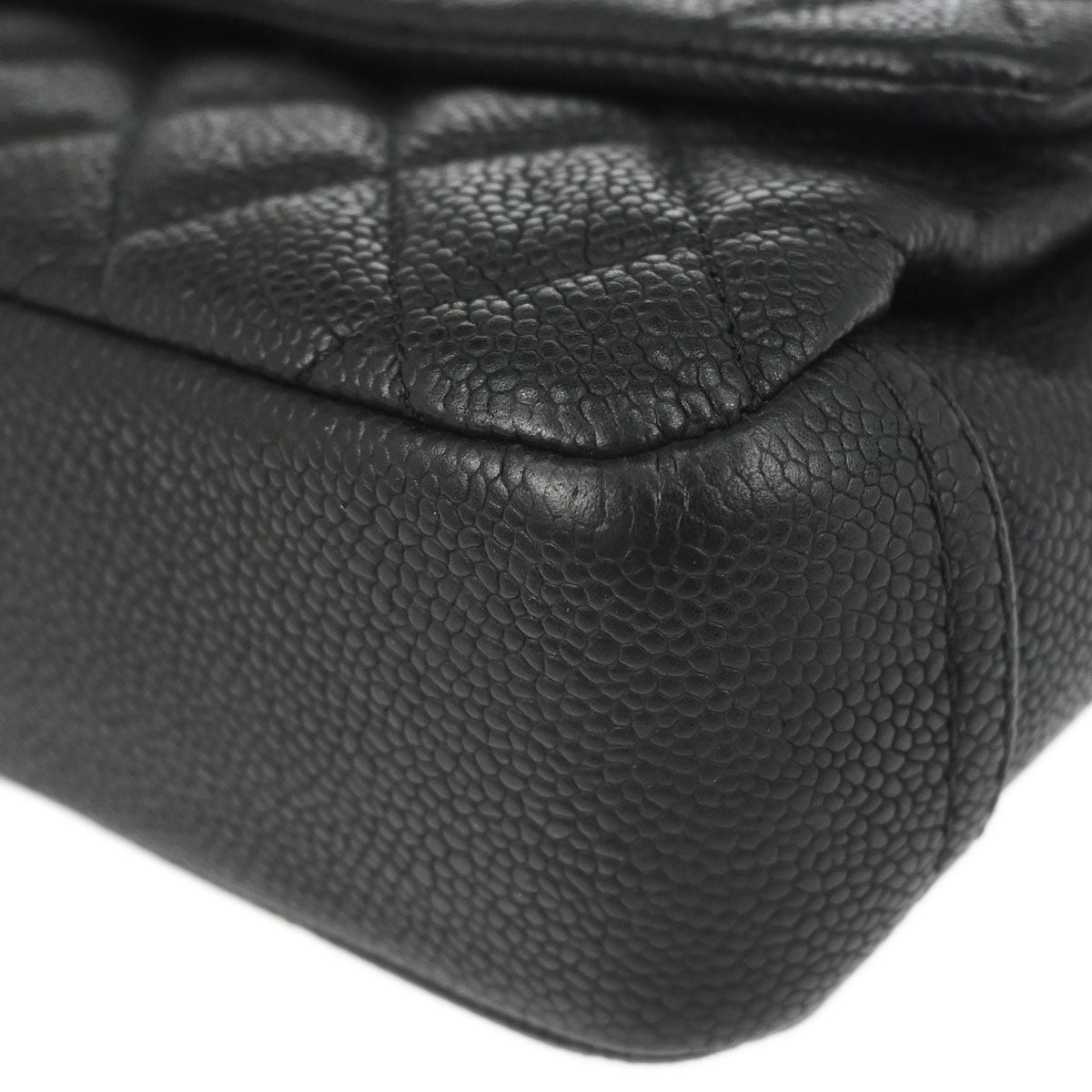 Chanel Black Caviar Skin Straight Flap Shoulder Bag