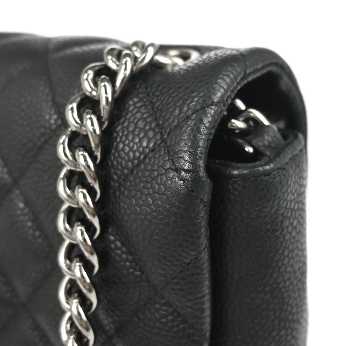 Chanel Black Caviar Skin Straight Flap Shoulder Bag
