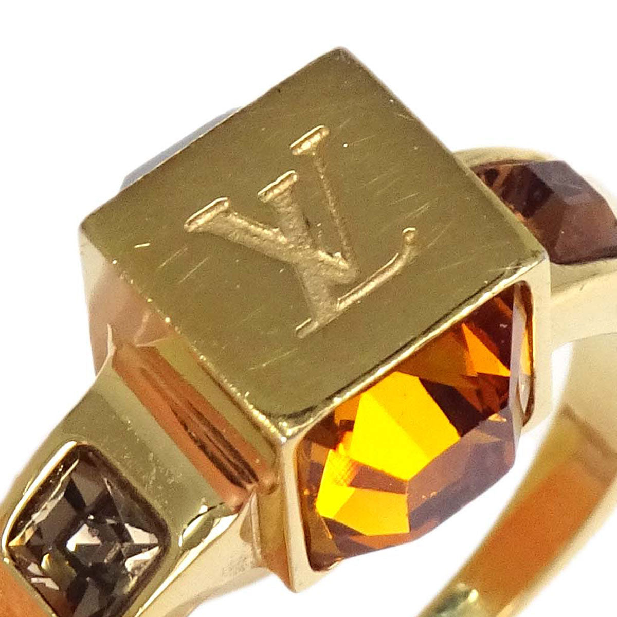 Louis Vuitton Burg Gamble Ring Rhinestone Gold M67006 TE0193 #M