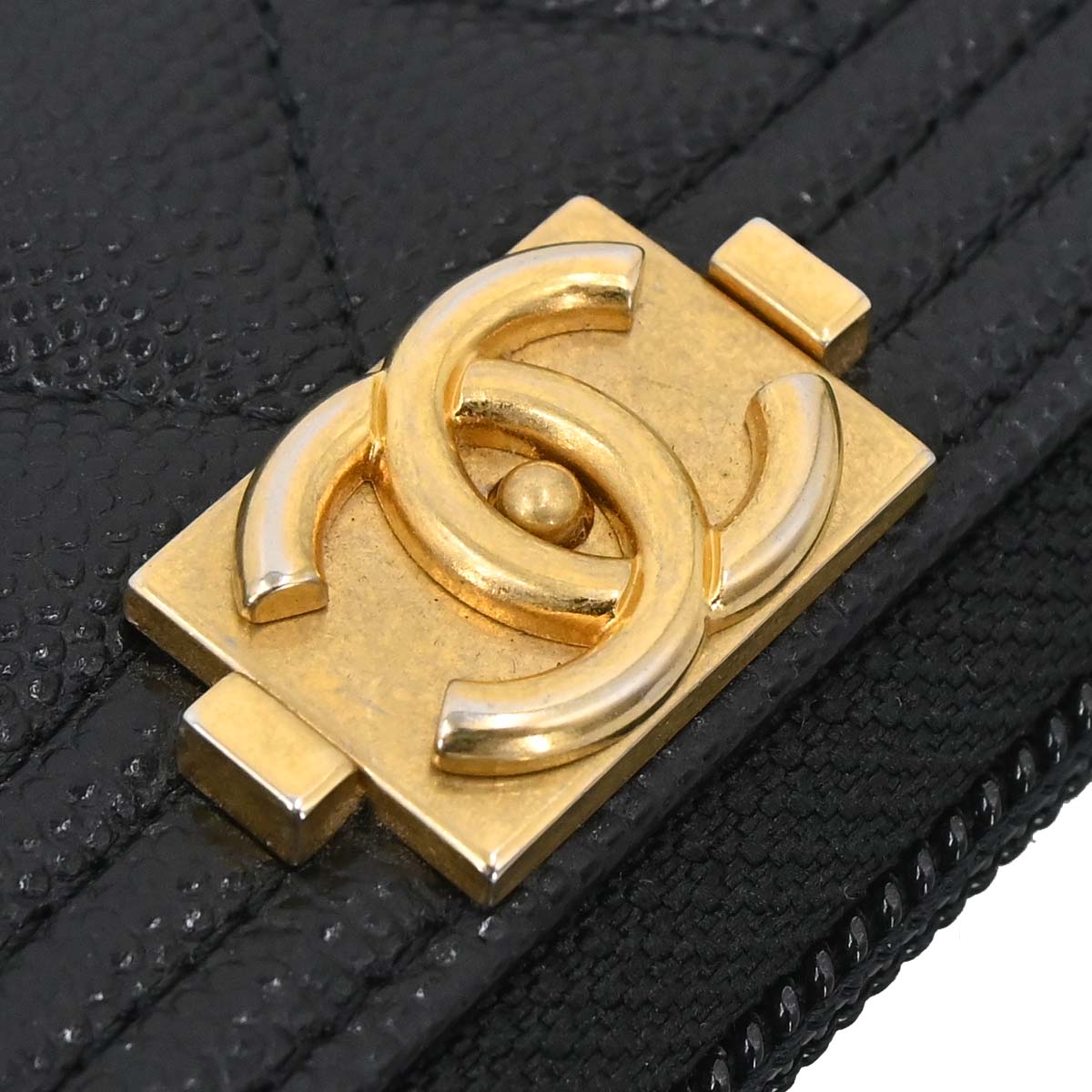 Boy Chanel Black Caviar Skin Coin Purse Wallet