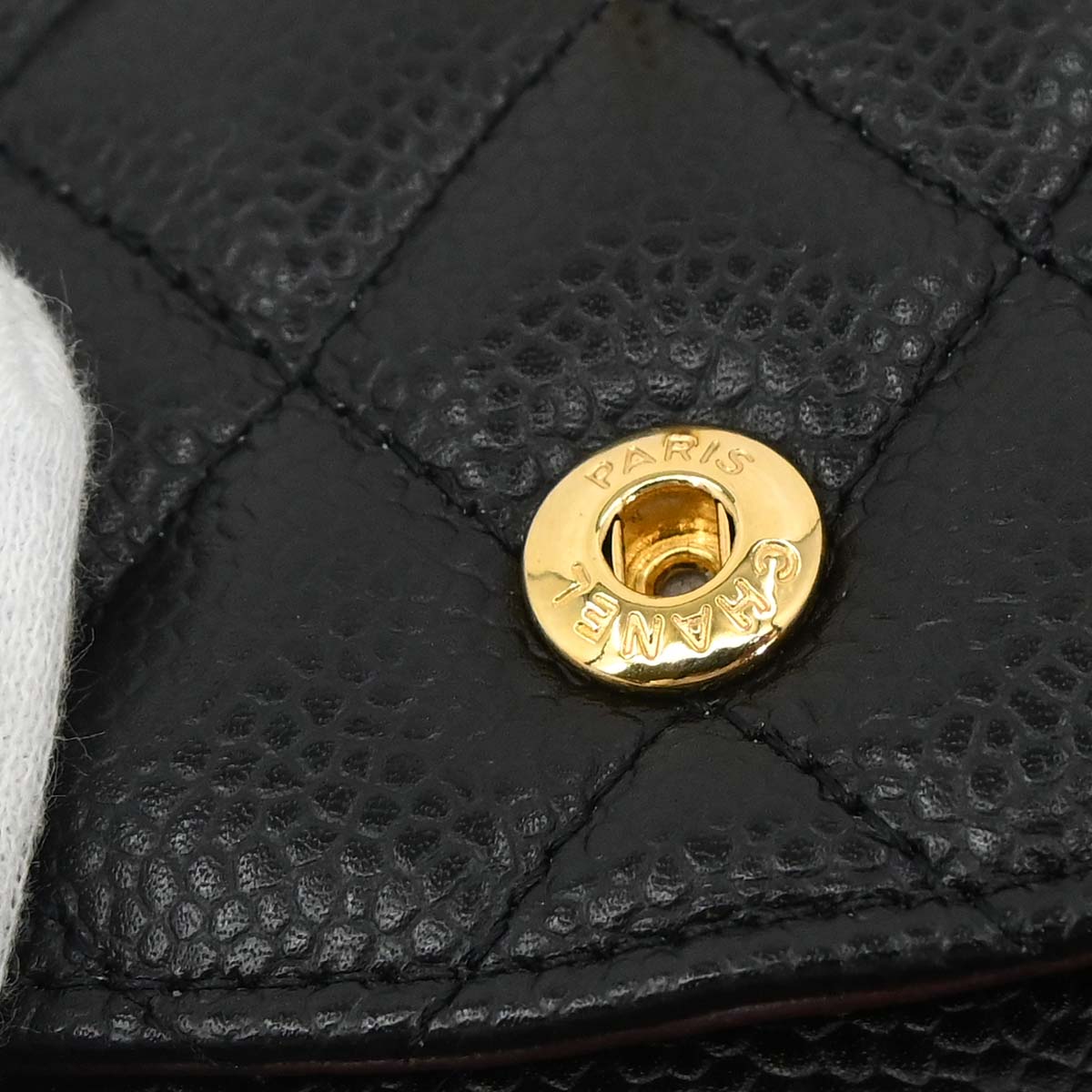 Chanel 2014 Black Caviar Skin Medium Classic Double Flap Shoulder Bag