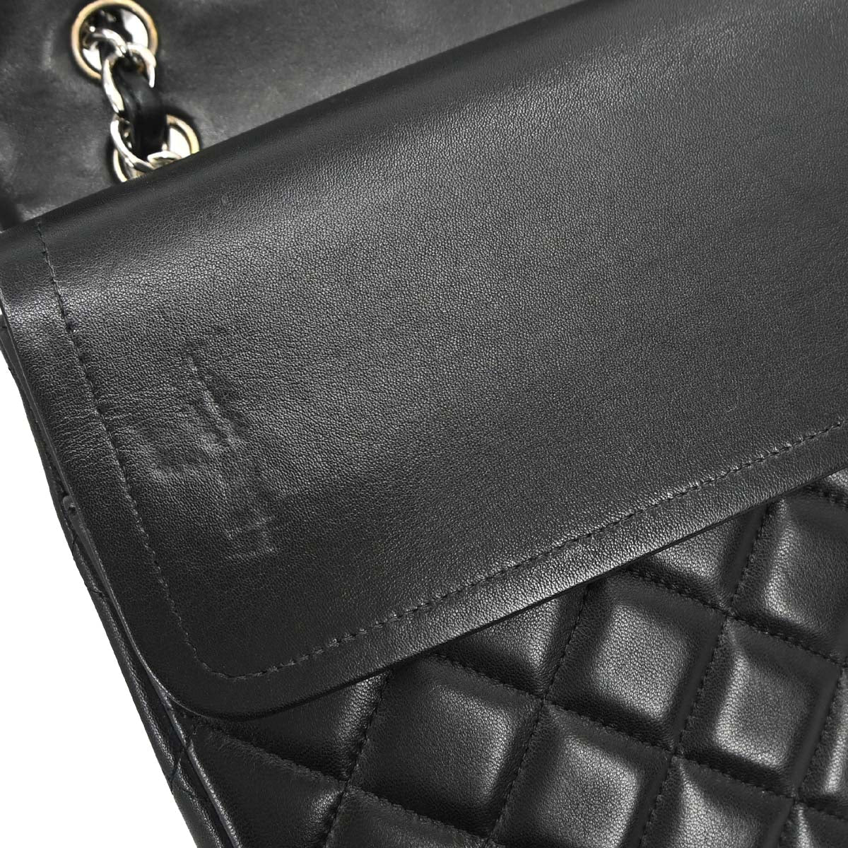 Chanel 2012 Black Lambskin Maxi Classic Double Flap Shoulder Bag
