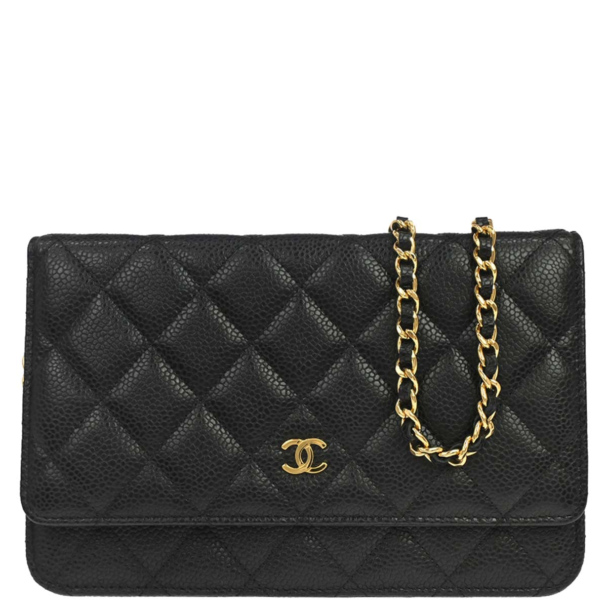 Chanel 2013-2014 Black Caviar Skin Classic WOC Wallet on Chain Shoulder Bag