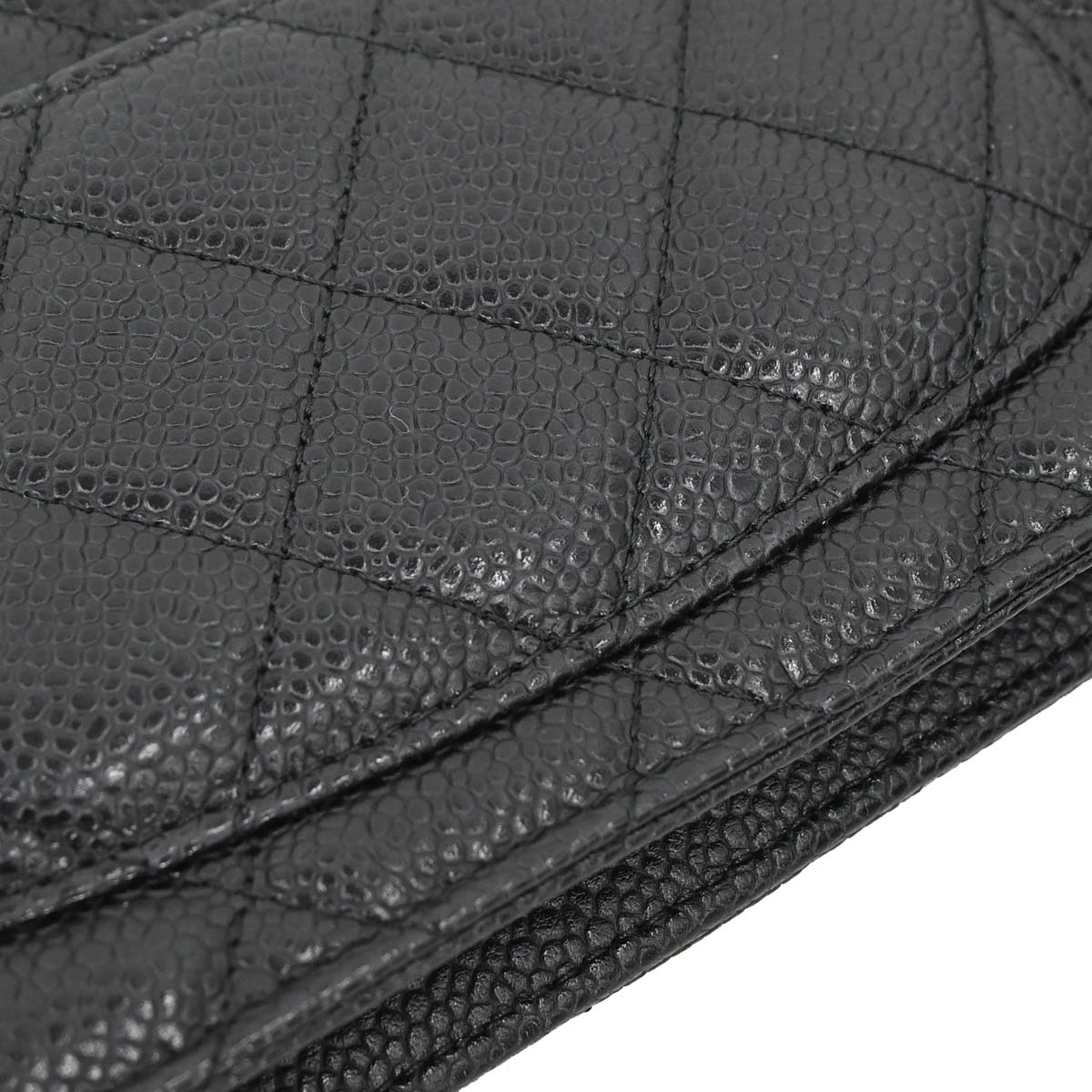Chanel 2013-2014 Black Caviar Skin Classic WOC Wallet on Chain Shoulder Bag