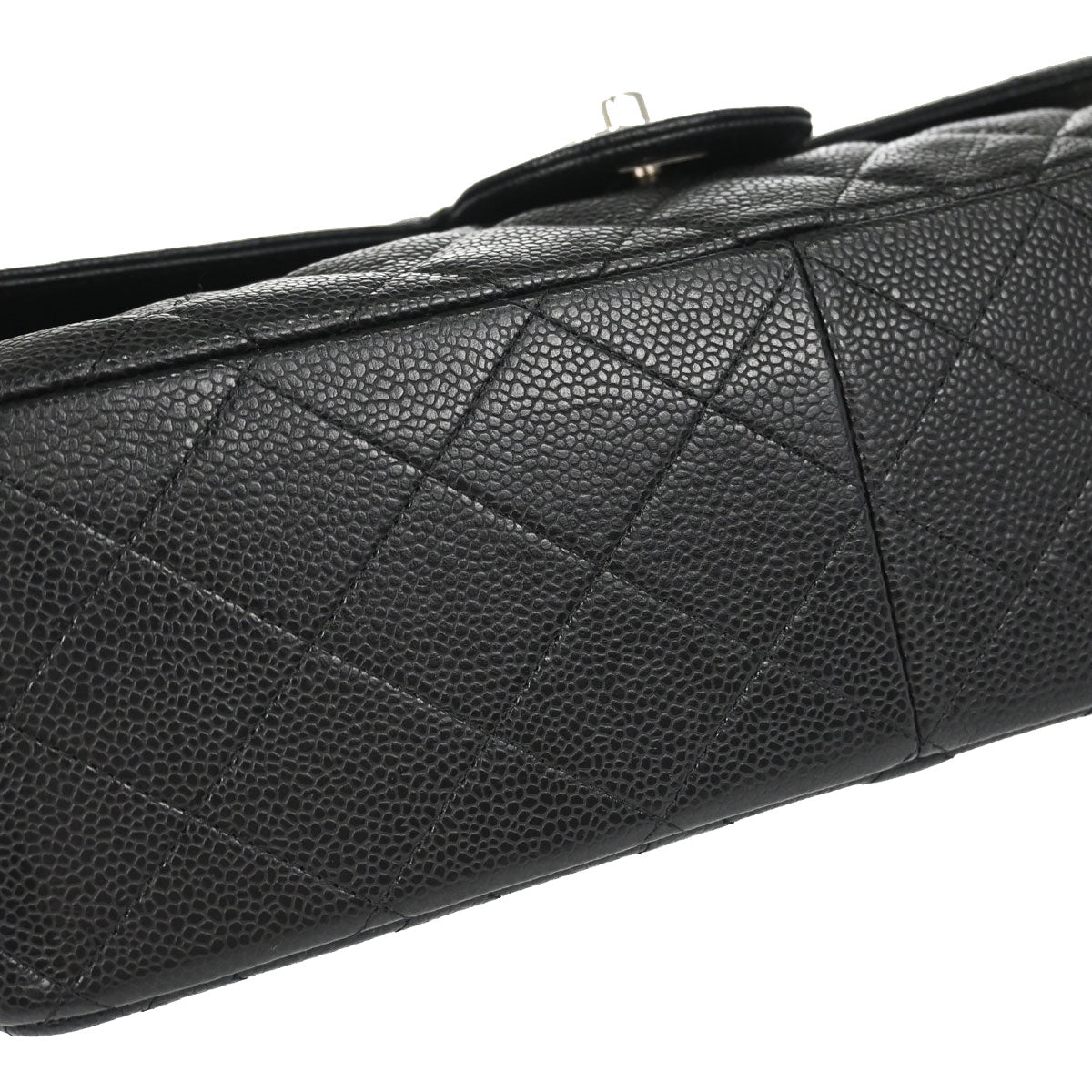 Chanel 2011 Black Caviar Skin Jumbo Classic Double Flap Shoulder Bag