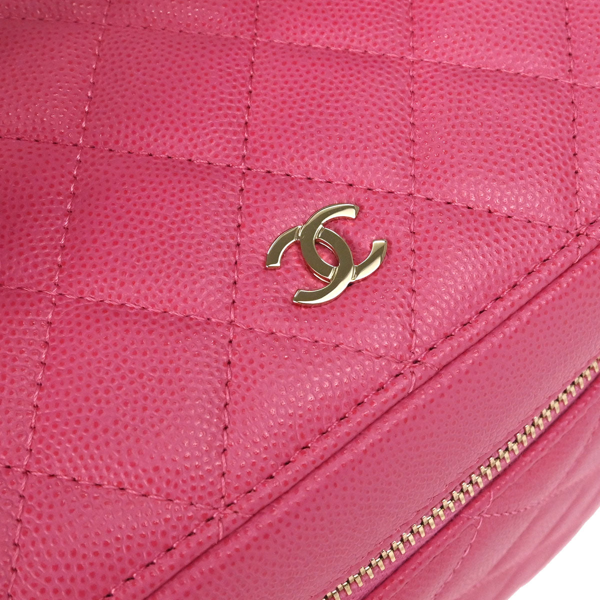 Chanel 2019 Pink Caviar Skin Vanity Handbag
