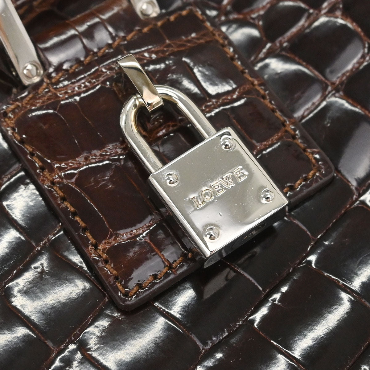 Loewe * Brown Crocodile Amazona 36 Handbag