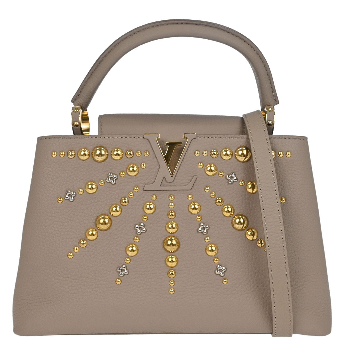 Louis Vuitton Beige Leather Capucines MM 2way Shoulder Handbag M52396
