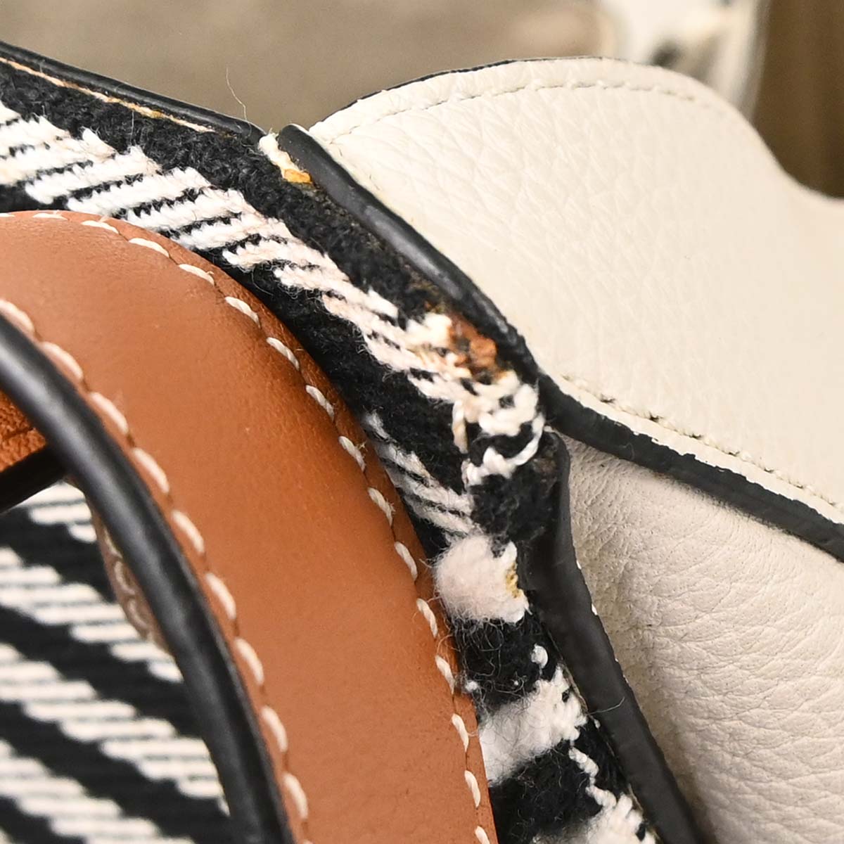 Loewe White Hammock Striped Fringe 2way Shoulder Tote Handbag