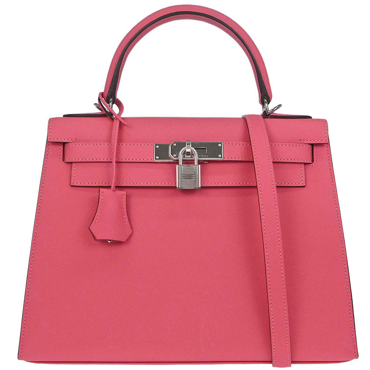 Hermes Rose Azalee Epsom Kelly 28 Sellier 2way Shoulder Handbag