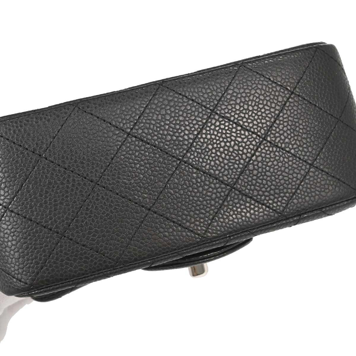 Chanel Gray Caviar Skin Mini Classic Square Flap Shoulder Bag 17