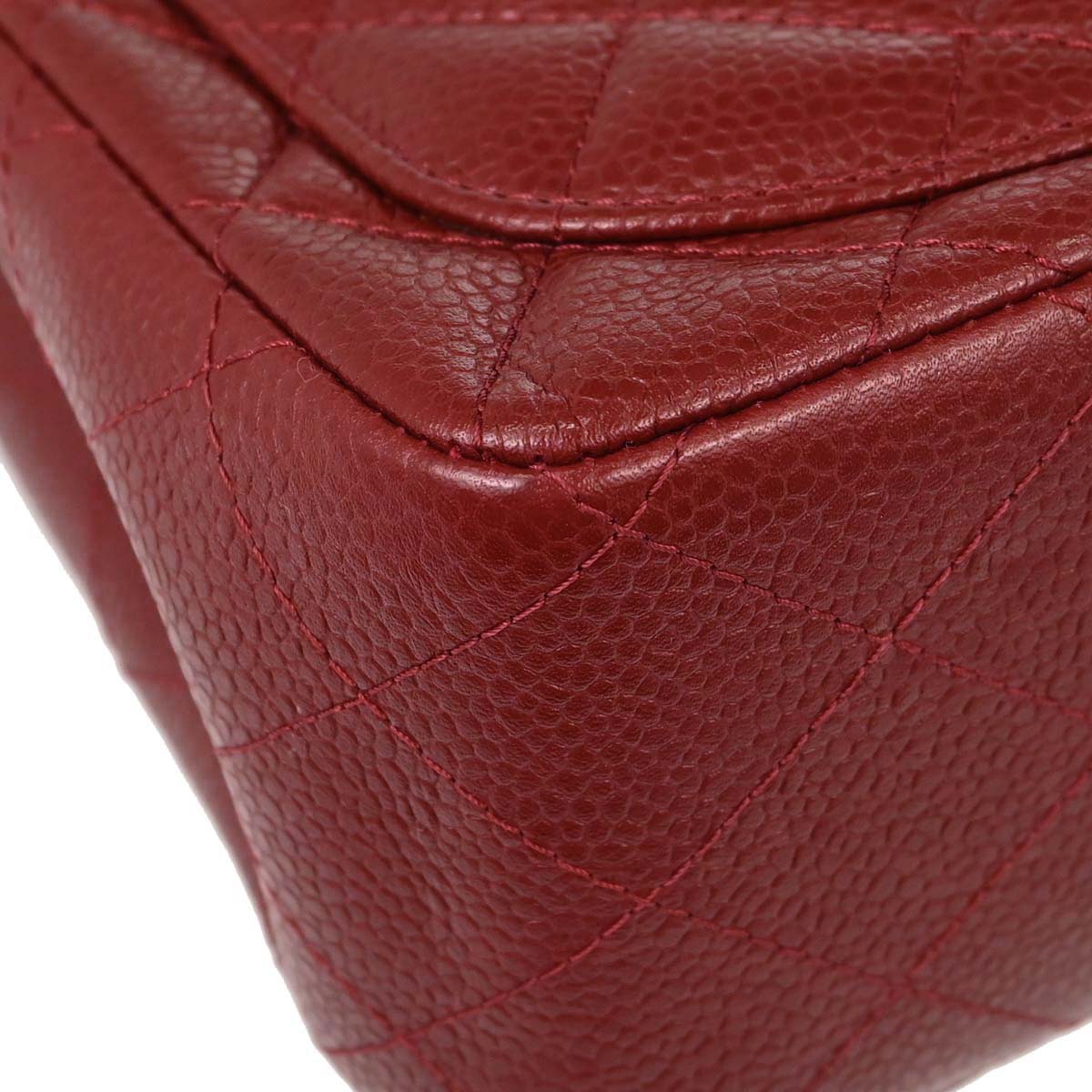 Chanel Burgundy Caviar Skin Mini Classic Square Flap Shoulder Bag 17