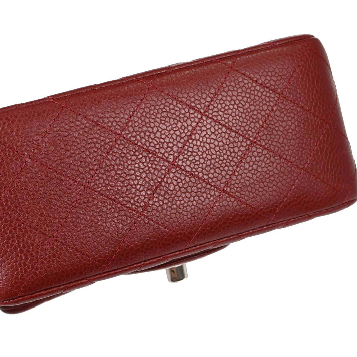 Chanel Burgundy Caviar Skin Mini Classic Square Flap Shoulder Bag 17