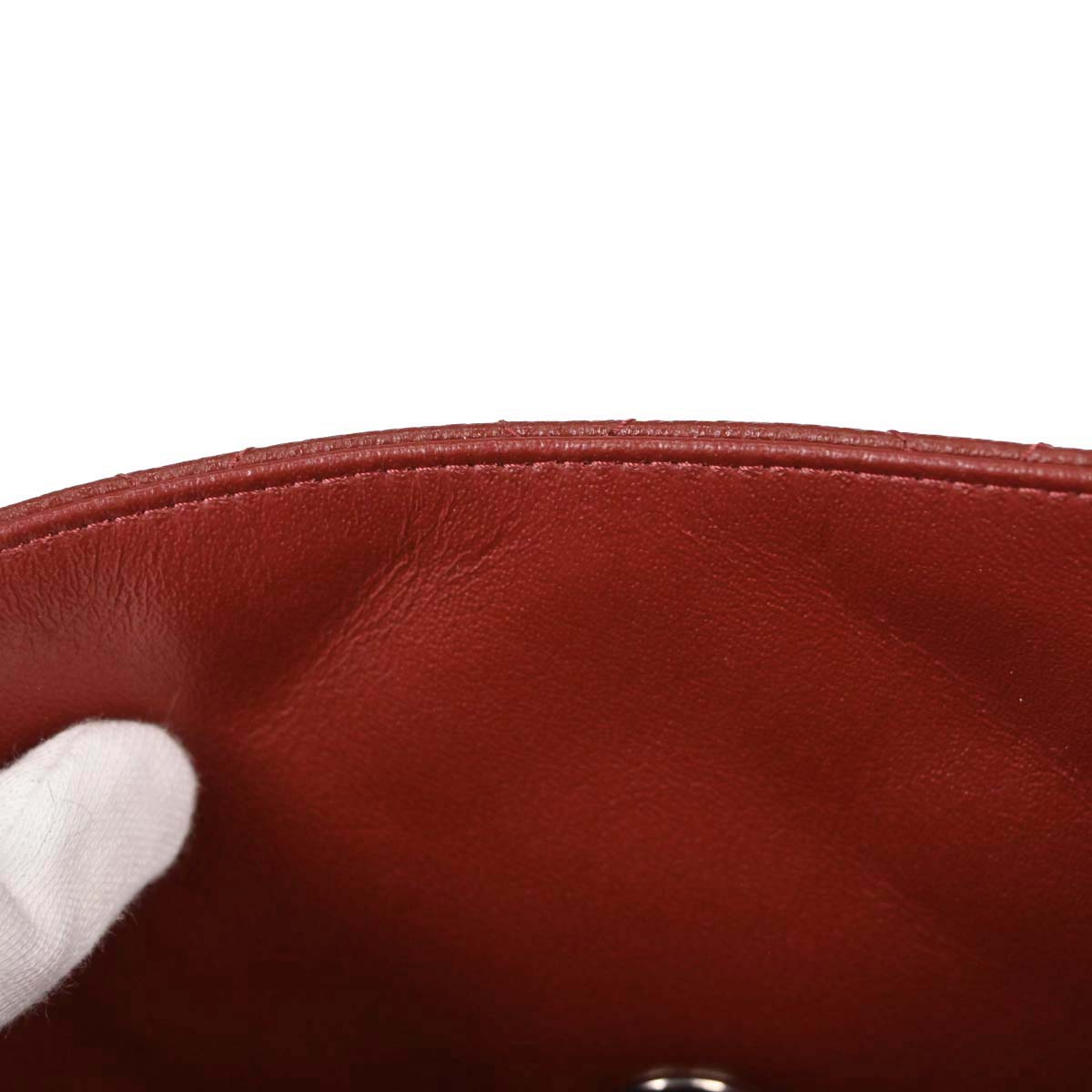 Chanel Burgundy Caviar Skin Mini Classic Square Flap Shoulder Bag 17