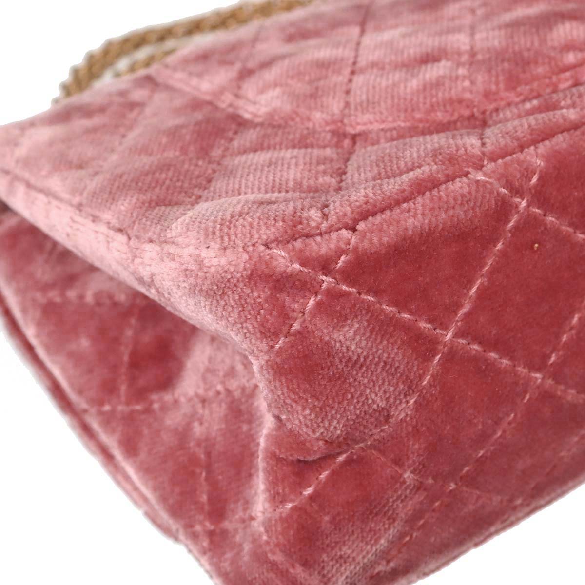 Chanel Pink Velvet 2.55 Medium Classic Double Flap Shoulder Bag