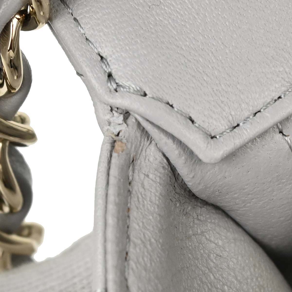 Chanel Gray Lambskin Chevron Single Flap Shoulder Bag