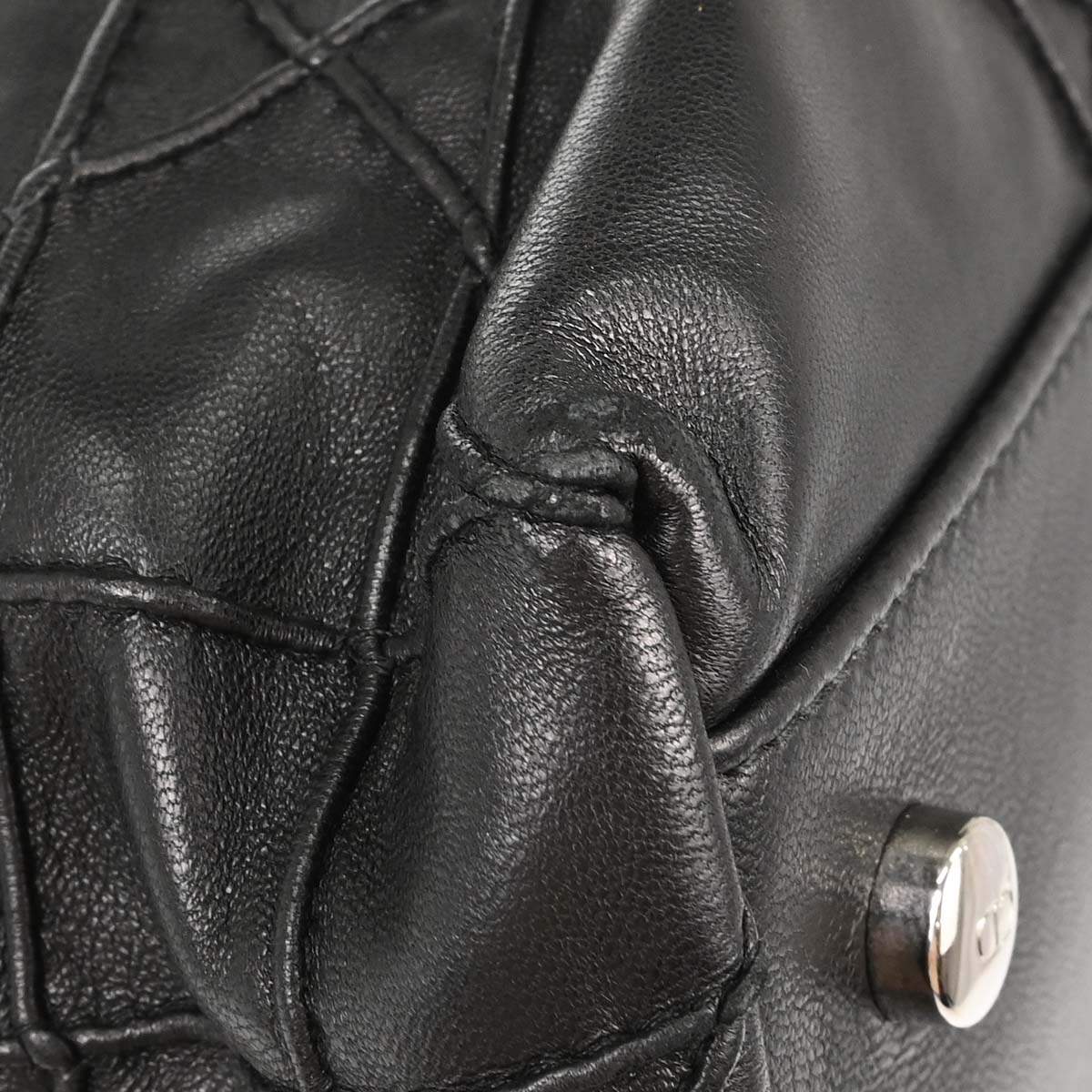 Christian Dior Black Lambskin Cannage Granville 2way Shoulder Handbag