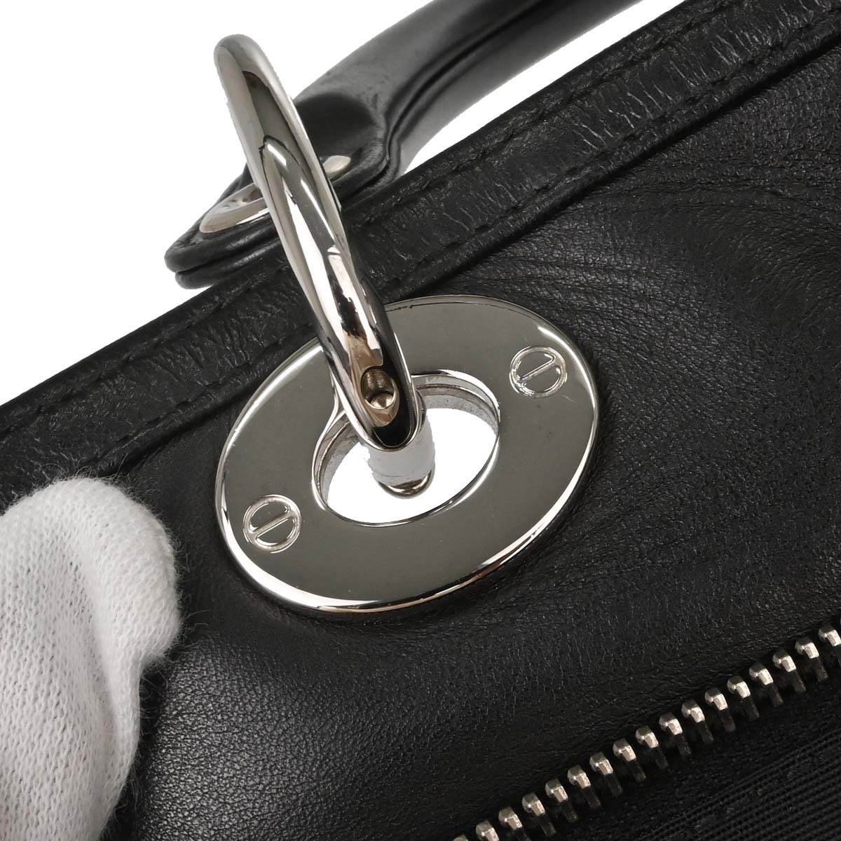 Christian Dior Black Lambskin Cannage Granville 2way Shoulder Handbag