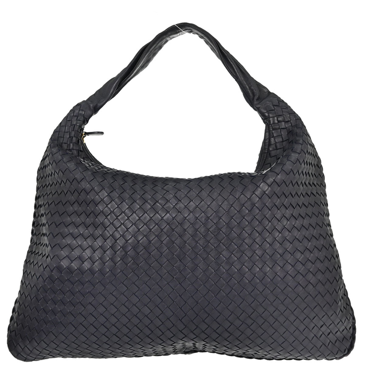 Bottega Veneta Navy Lambskin Intrecciato Hobo Handbag
