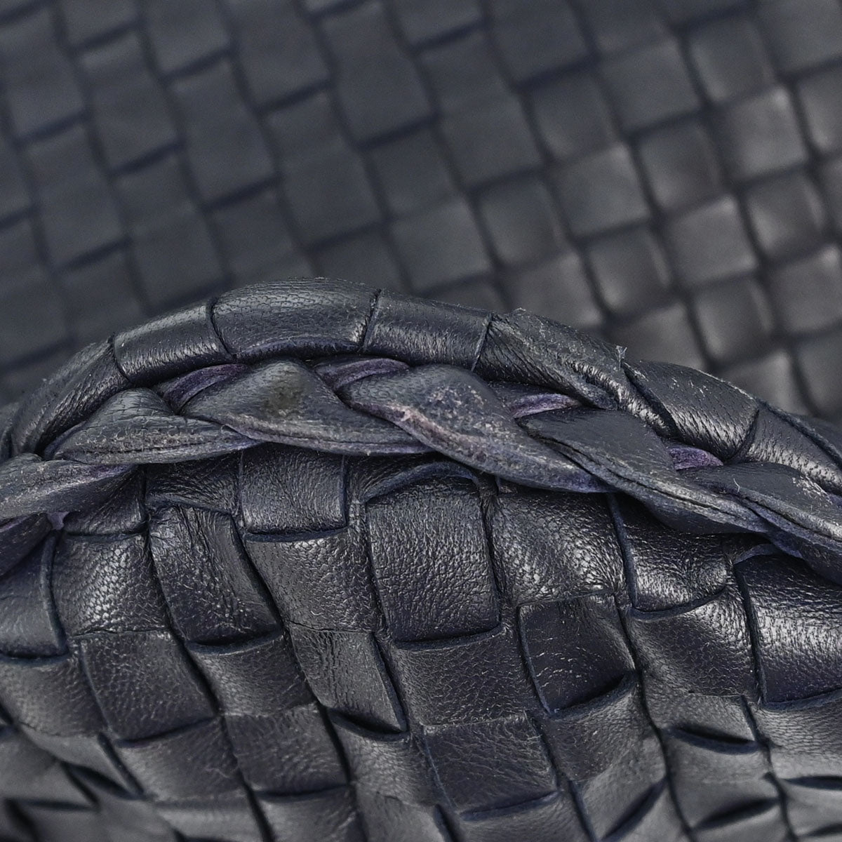 Bottega Veneta Navy Lambskin Intrecciato Hobo Handbag
