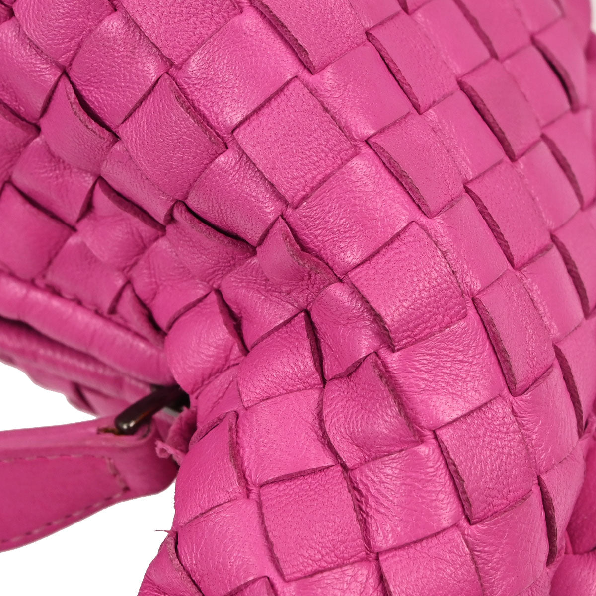 Bottega Veneta Pink Lambskin Intrecciato Hobo Handbag