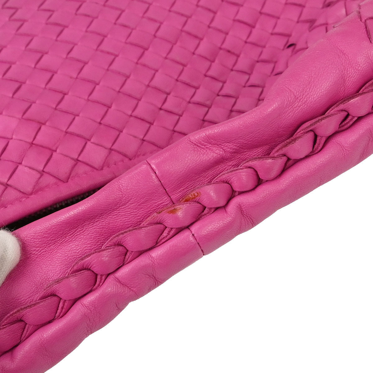 Bottega Veneta Pink Lambskin Intrecciato Hobo Handbag