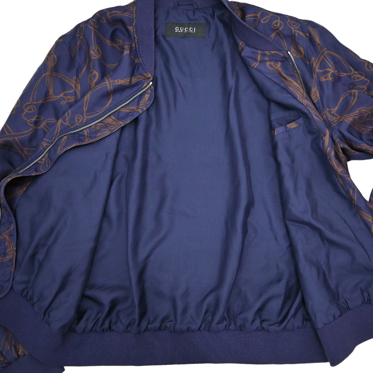 Gucci 2013 Zip Up Silk Jacket Navy #58