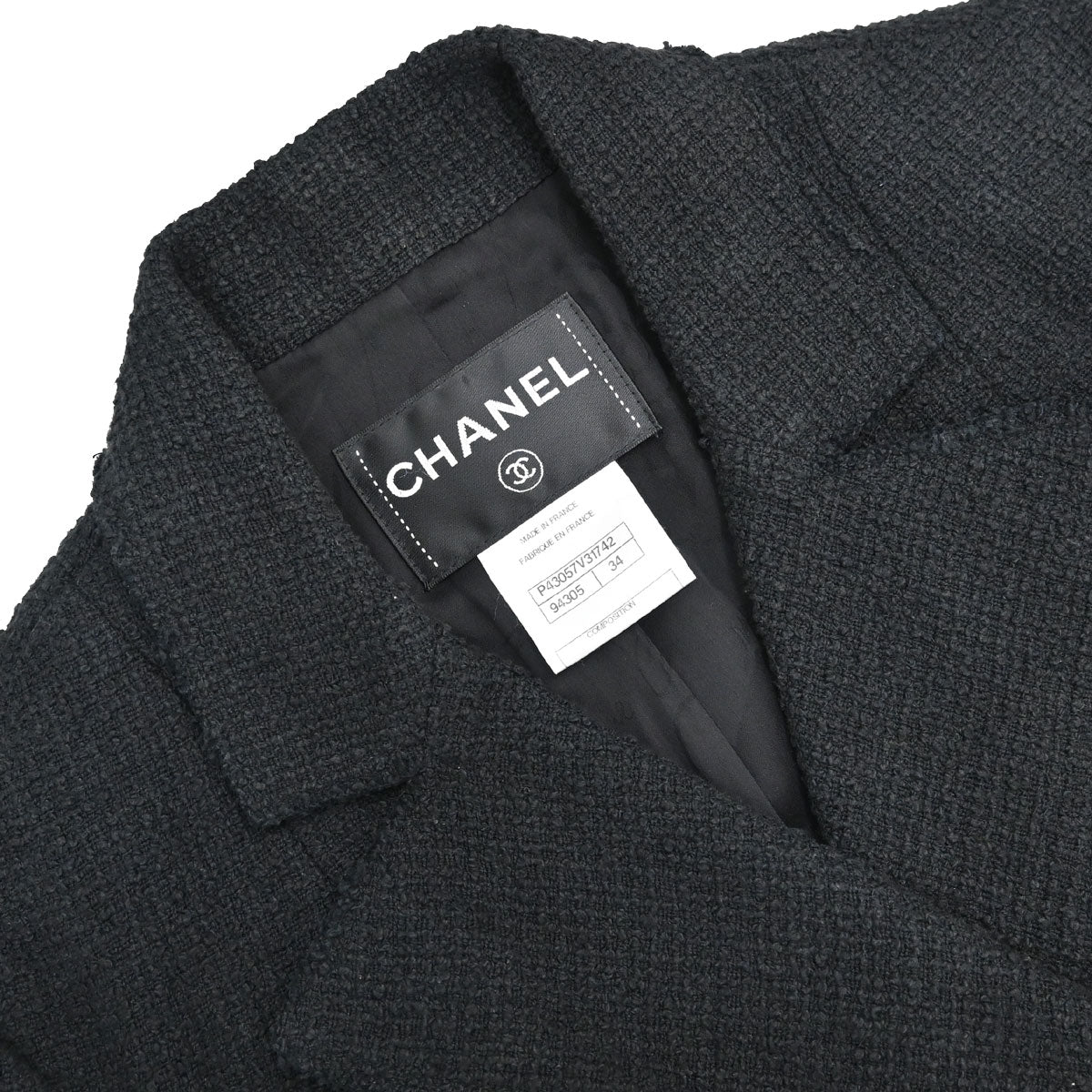 Chanel 2012 Double Breasted Jacket Tweed Black #34