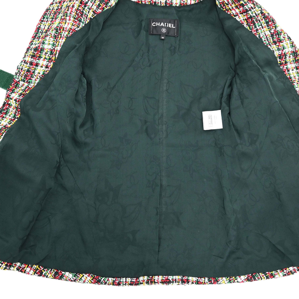 Chanel 2017 Hook and Loop Tape Jacket Tweed Green #40