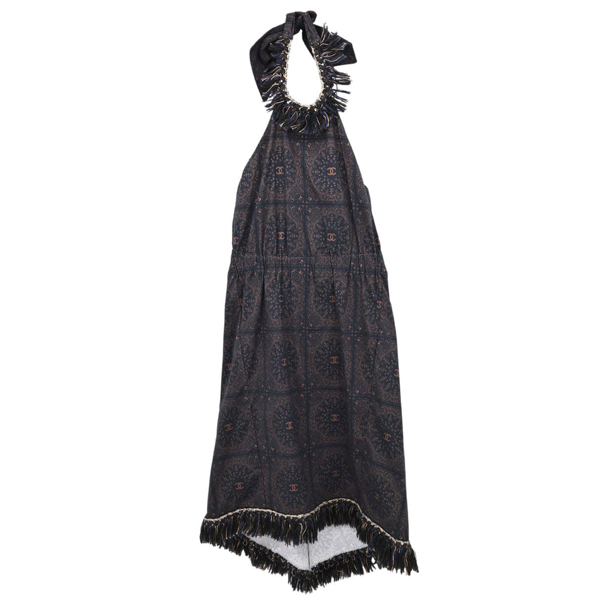 Chanel 2014 Paisley Halter Dress Navy #36