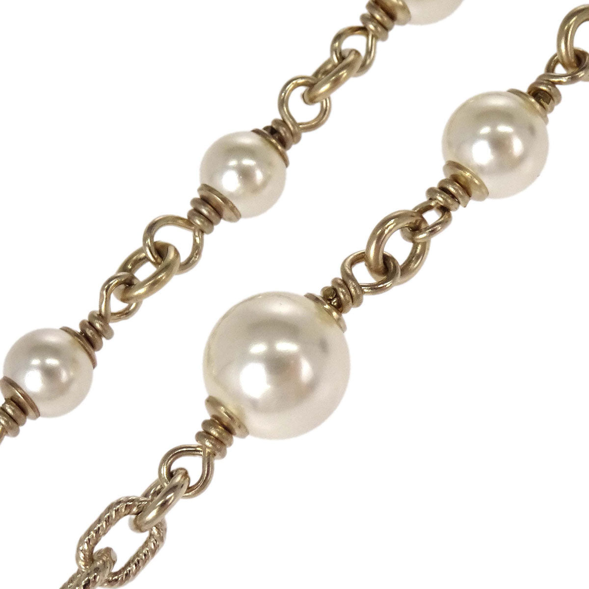 Chanel Rhinestone Costume Pearl Gold Snowflake Pendant Necklace B19B